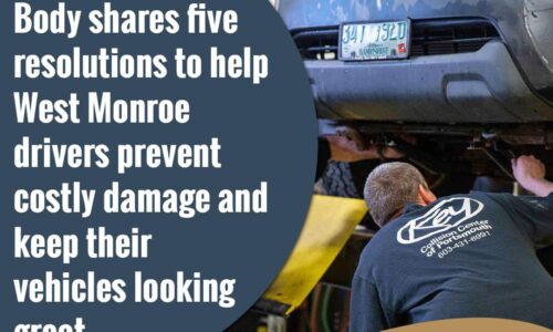 Technician repairing collision damage on a vehicle at Redeemed Auto Body in Monroe, Louisiana